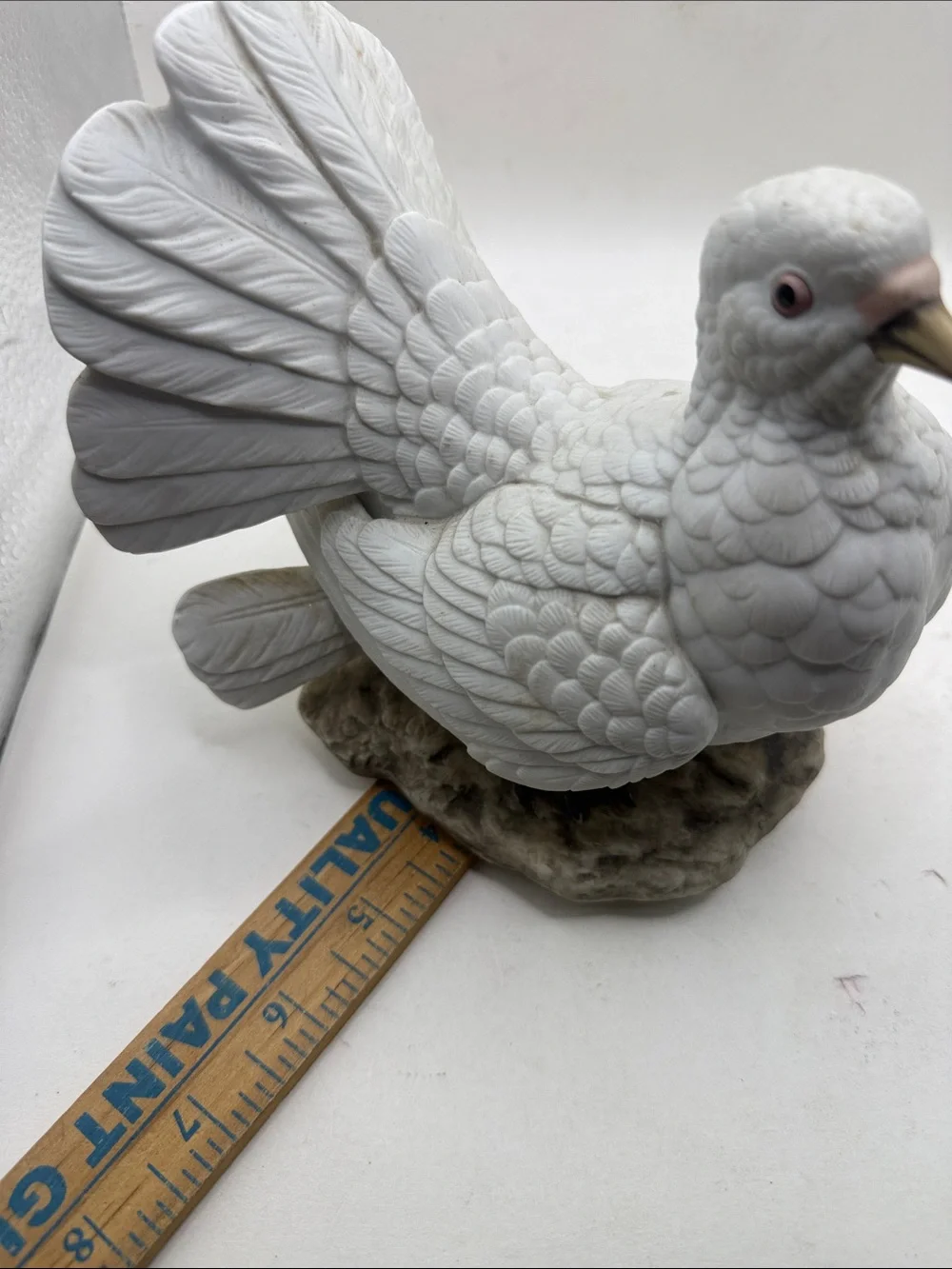Vtg Andrea Sadek Fan Tail Dove Porcelain Figurine White Bird Statue Collectible